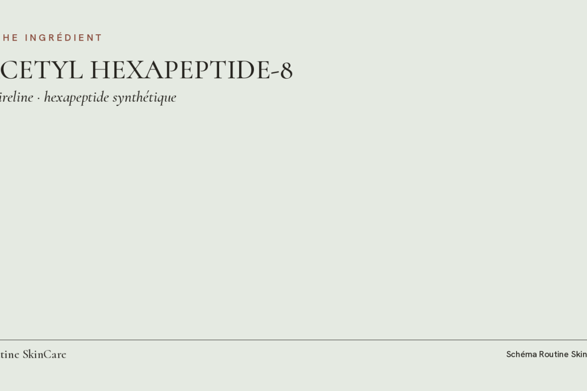 Schéma : fiche ingrédient de l’acétyl hexapeptide-8, ou argireline, peptide synthétique