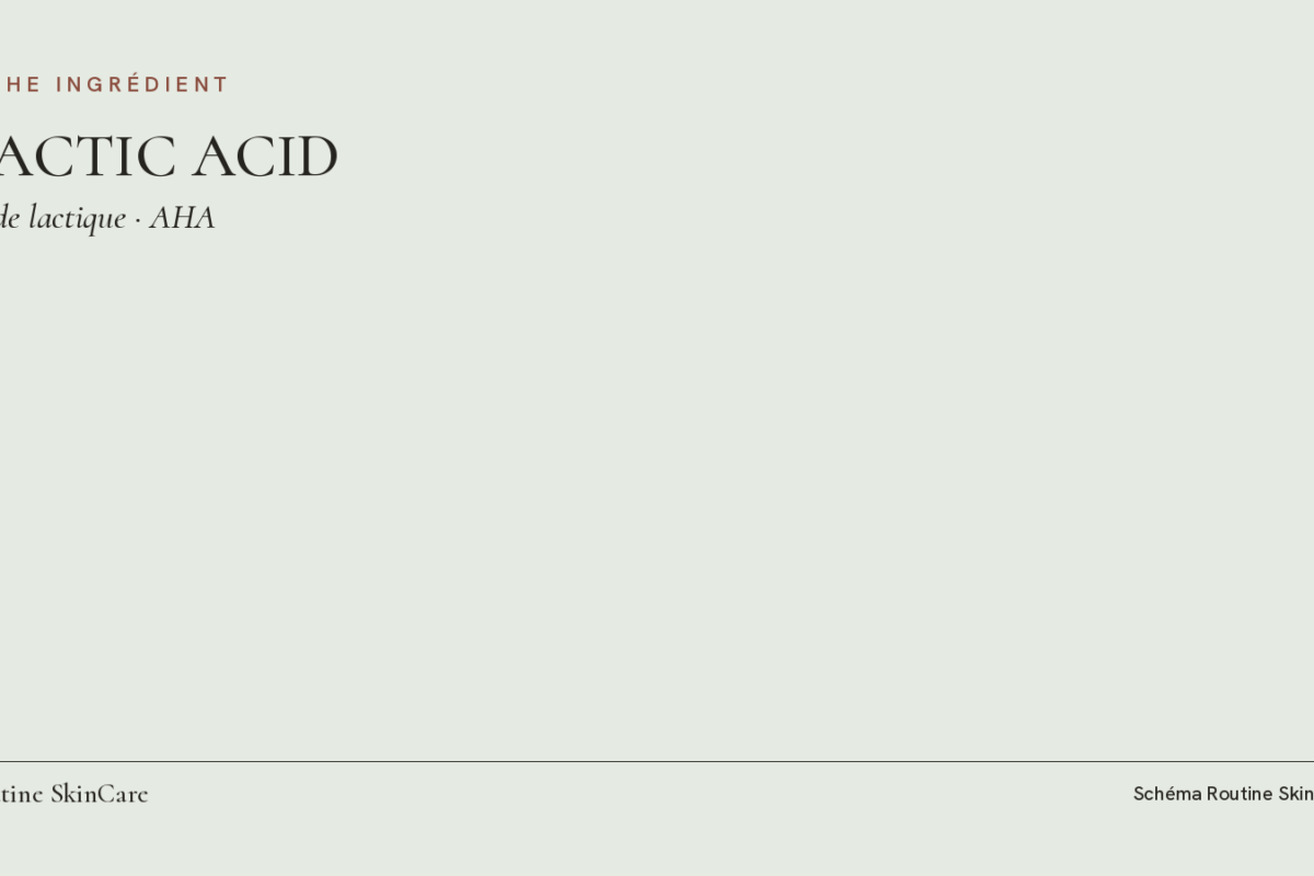 Schéma : fiche ingrédient de l’acide lactique, nom INCI LACTIC ACID, AHA