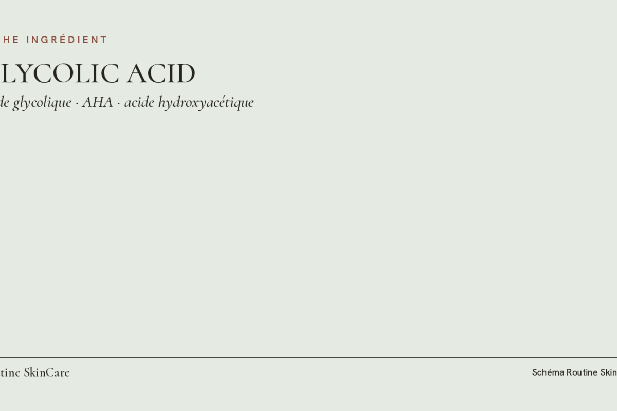 Schéma : fiche ingrédient de l’acide glycolique (GLYCOLIC ACID), AHA aussi appelé acide hydroxyacétique